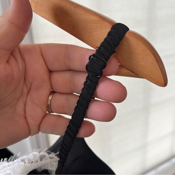 For Love And Lemons Doris Taffeta Midi Corset Dress Black White Lace Medium NWT - Picture 16 of 16